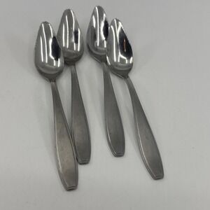 Vtg 6"  Knobler Japan Stainless Steel Set of 4 Serrated Grapefruit Spoons Citrus